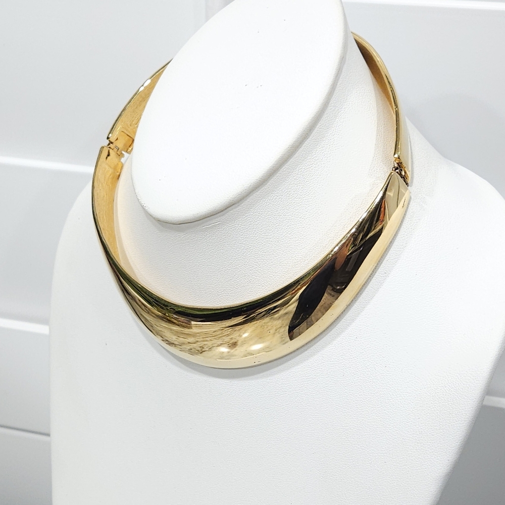 Alexis Kirk Necklace Collar Cleopatra 70s TLC Bold Statement Chunky Gold